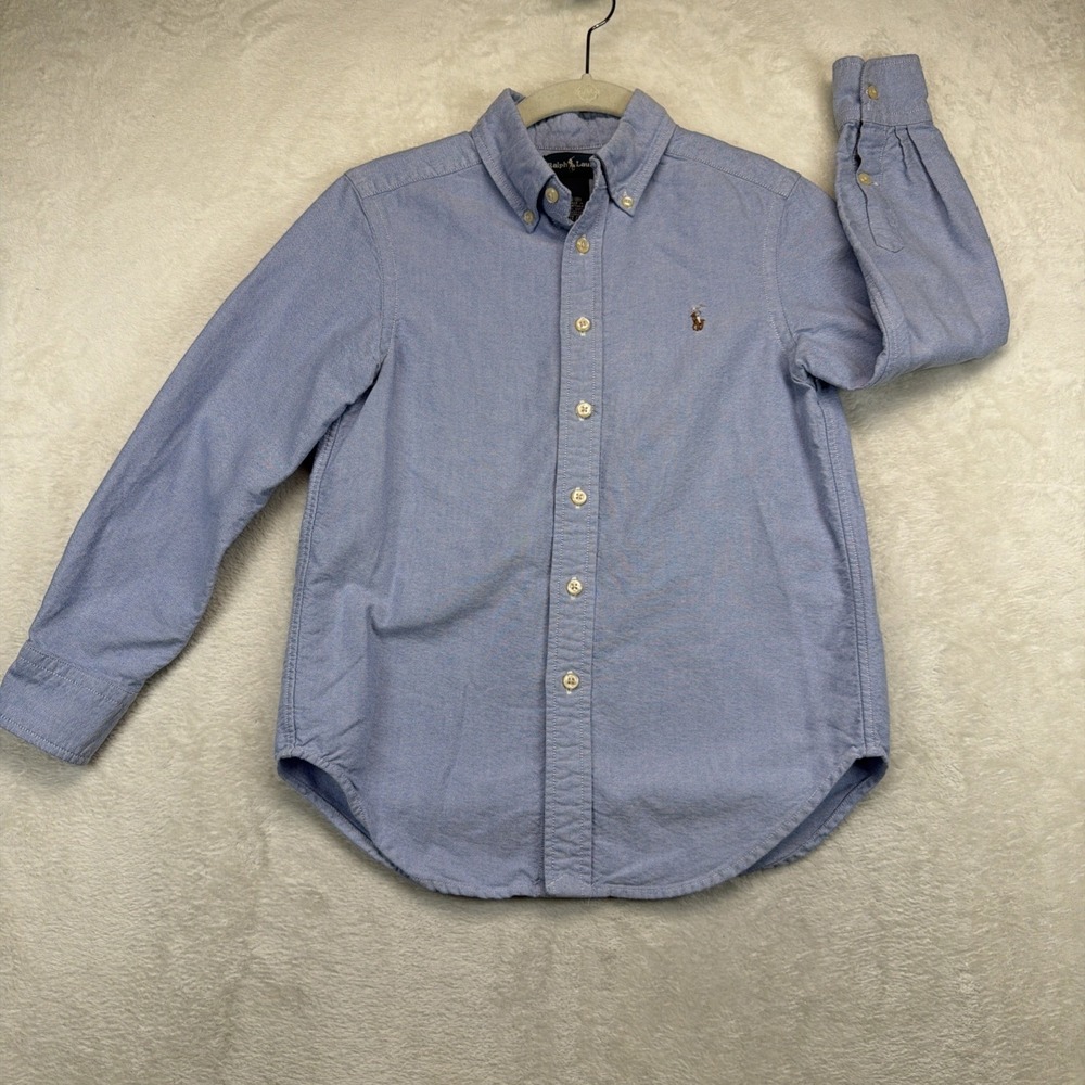Ralph Lauren Boys Oxford Shirt Blue Button Down Pony Logo Long Sleeve S 8